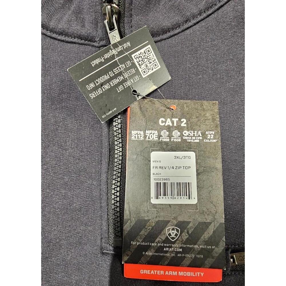 ARIAT CAT2 FR 1/4 Zip Sweatshirt Mens 3XL Tall Blue UL Certified Pullover NWT - Picture 4 of 7